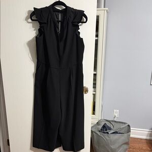 Le Chateau Black Ruffled Sleeveless Jumpsuit